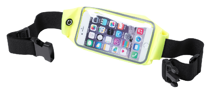 Sac banane en lycra - avec fenêtre de contact et orifice écouteurs - couleur jaune - poids 72g_1