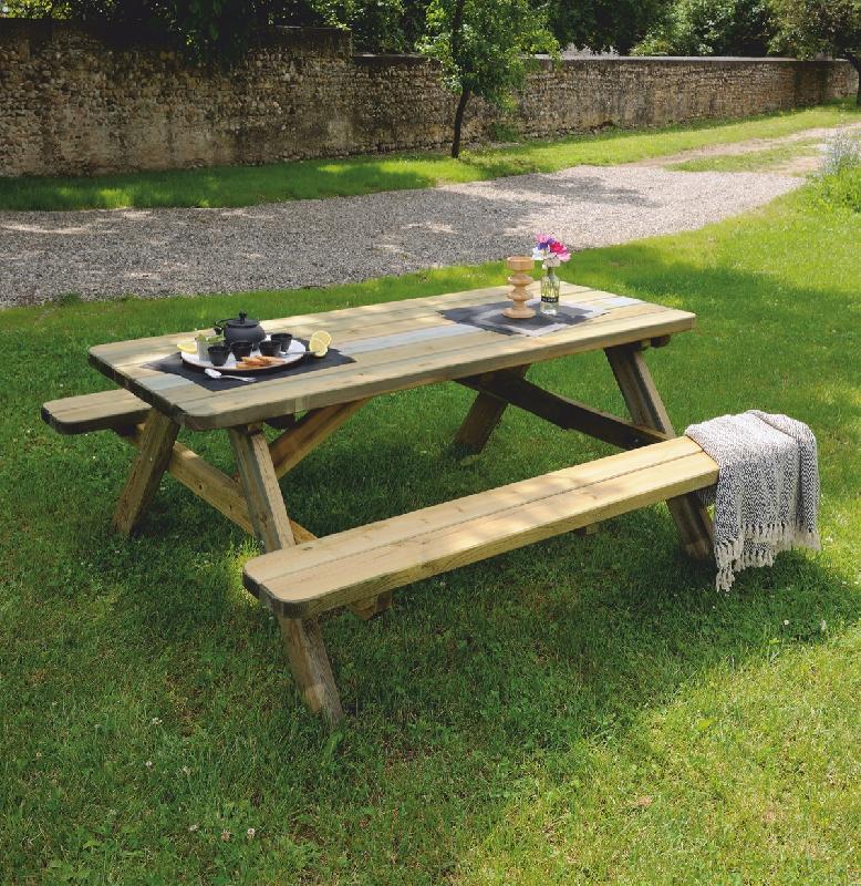 Table pique-nique robuste - 6 personnes - pré-montée - idéale pour espaces publics_1