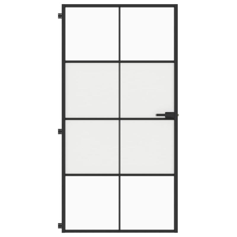 Vidaxl porte intérieure mince noir verre trempé aluminium 155130_1