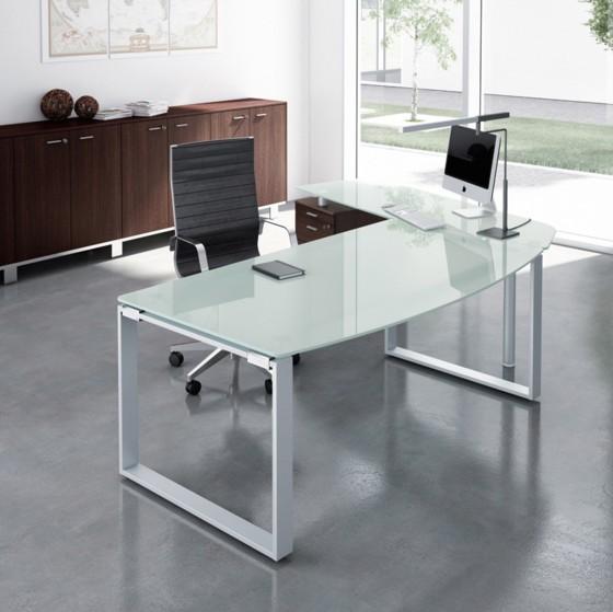 Bureau de direction X time Ring avec plateaux en verre - Quadrifoglio. - Gauche, 264, Wengé_0