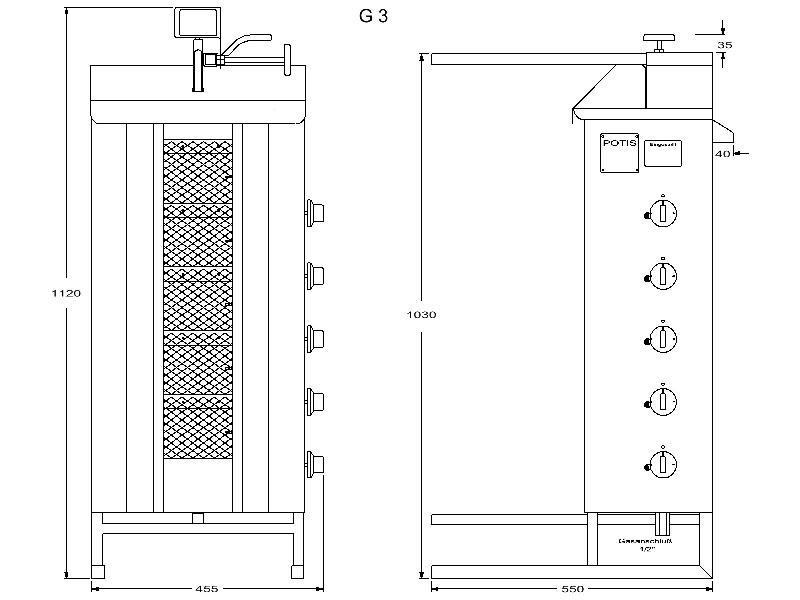 Machine à kebab gaz G3 POTIS_1