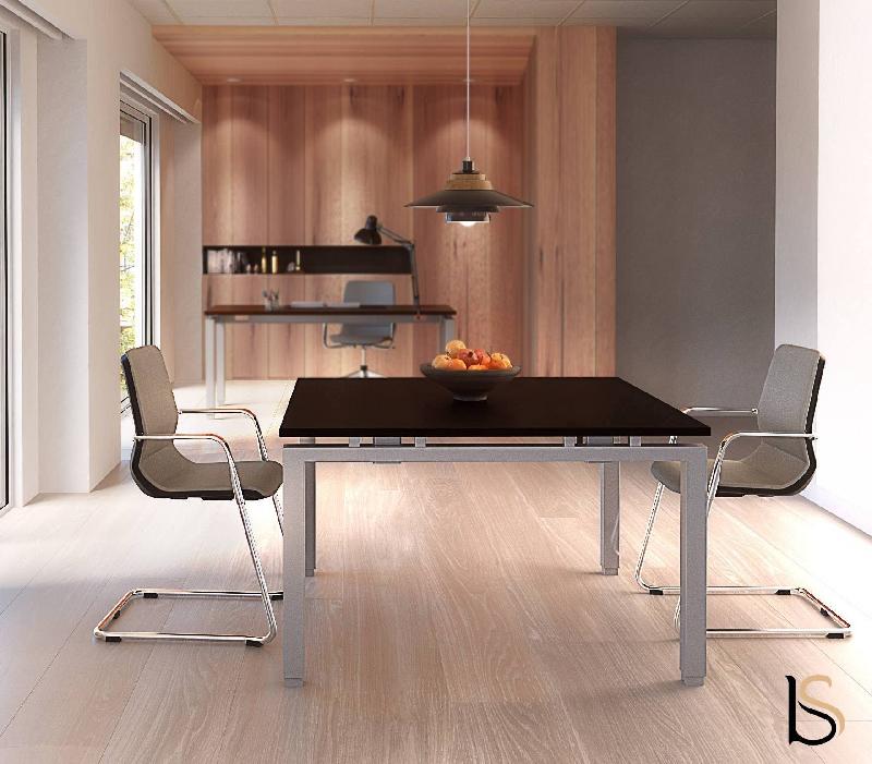 Table de réunion Eco - Mobel Linea - Blanc 9010, 120, Acacia clair_1