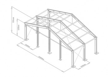 Tente de stockage fermée en aluminium et acier - couverture composite PVC - porte, fenêtre et éclairage inclus_1