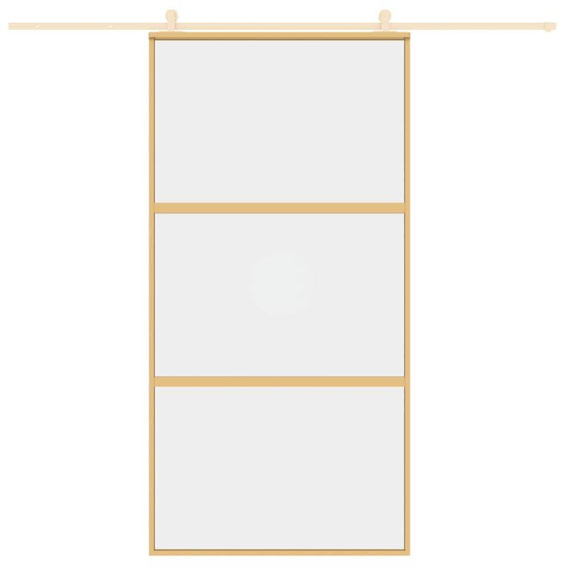 Vidaxl porte coulissante doré 102,5x205cm verre esg clair et aluminium 155150_1