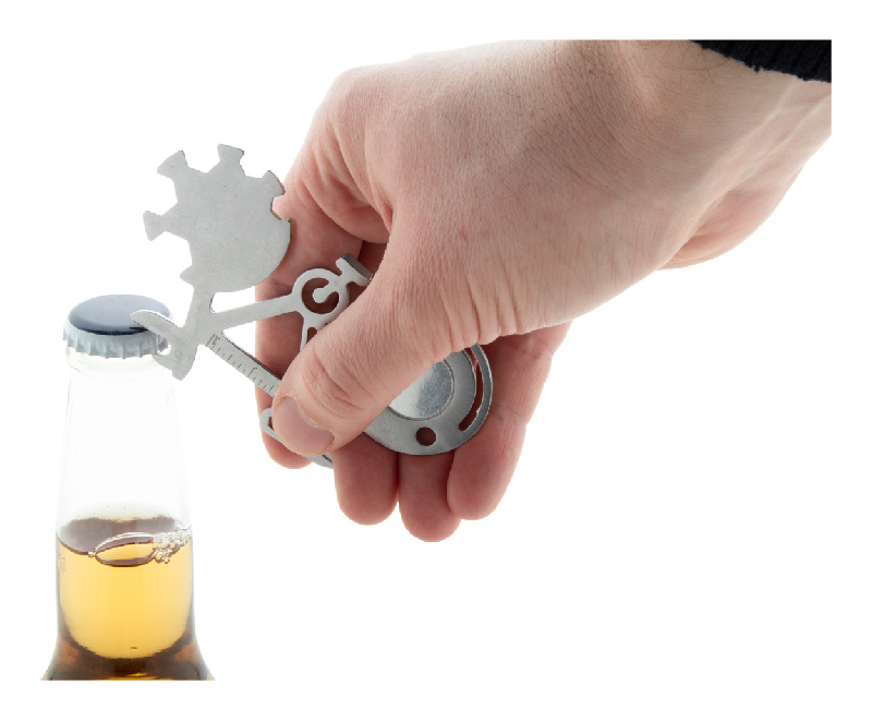 Outil multifonctions en acier inoxydable - 11 fonctions en forme de vélo - Couleur argenté - Poids 35 g_1