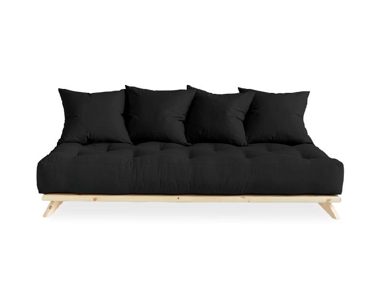 Canapé convertible futon Senza - Pin naturel - Gris foncé - Couchage 90 x 200 cm - KARUP_1