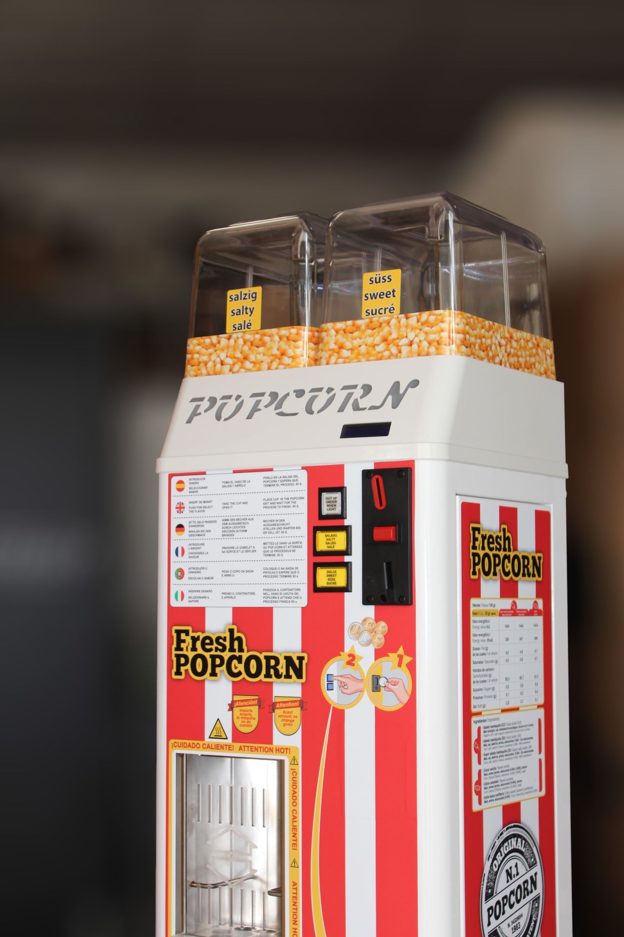 Distributeur automatique de pop-corn 520_EU - 2 bacs de stockage salé et sucré - Breveté et garanti 2 ans_1