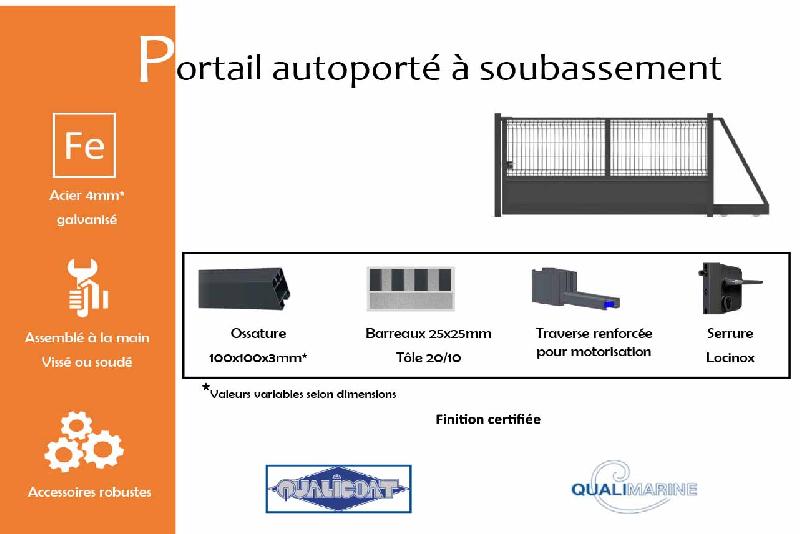 Portail autoporté à soubassement - 7000 / 1500_1