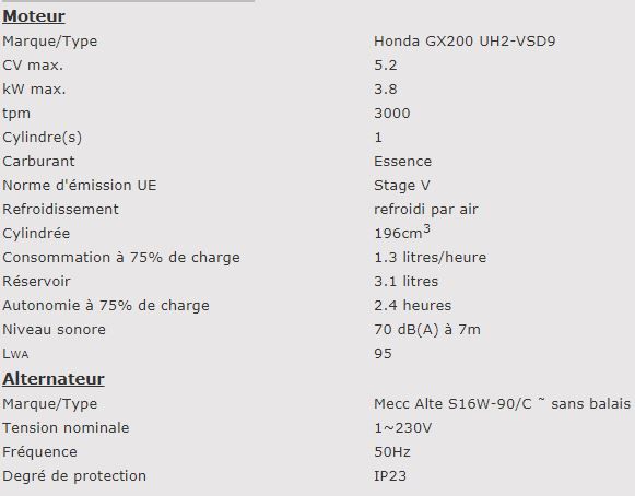 Groupe électrogène EP3300 - Europower - 3 kVA max, 230V - Compact et léger_1