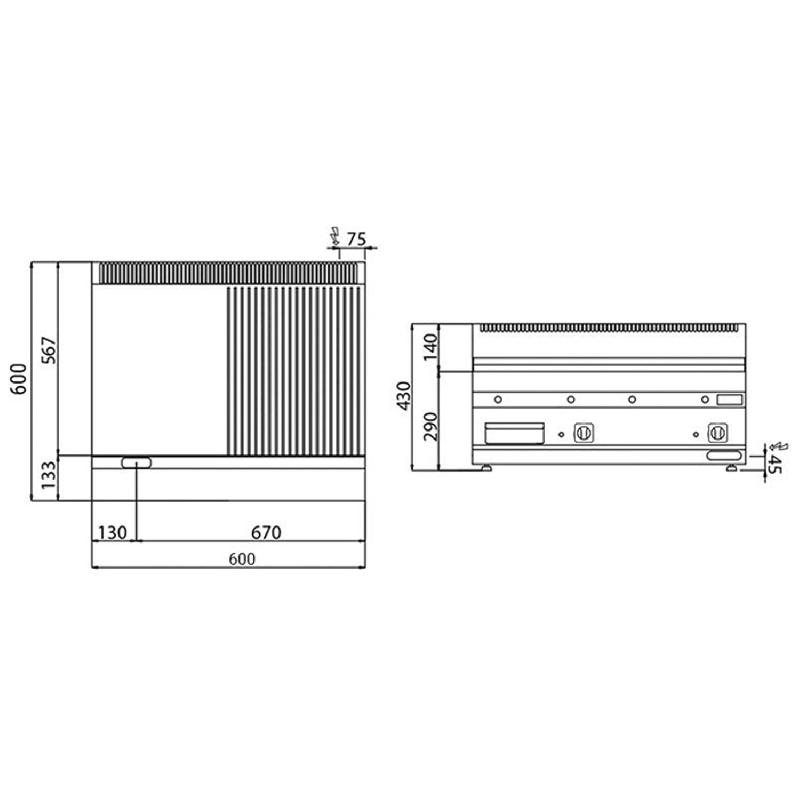 Plaque de cuisson électrique - 9 kW - Lisse & Rainurée  - Mario 600 | GGM -EBGK66-E_1