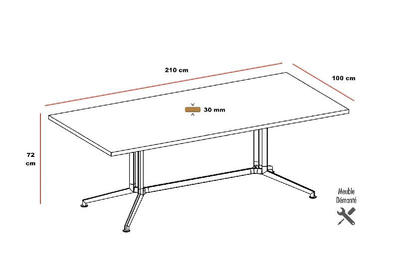 Table de réunion rectangulaire X2 - Officity - Anthracite, Béton_1