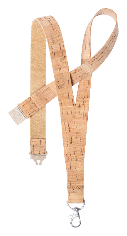 Tour de cou en liège - avec mousqueton en métal et système anti-étranglement en plastique paille de blé_1