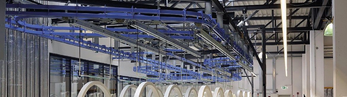 Convoyeur aérien  Température maxi 250° - Charge max 500kg - Accumulation en ligne 45°/90° - P&F380 - SEMA_1