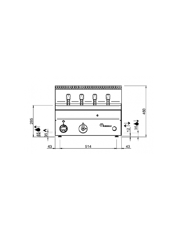 Cuiseur à pâtes gaz à poser - Cuve 25L avec vidange - 11Kw - 600x600x270/460mm - Référence GC66/SC_1