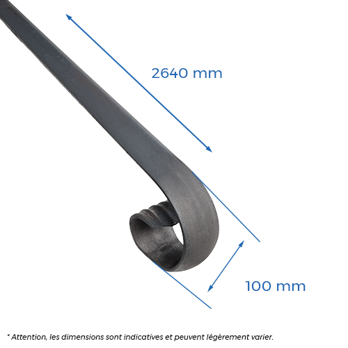 Main courante + fin 40 x 10mm - L.2640mm_1