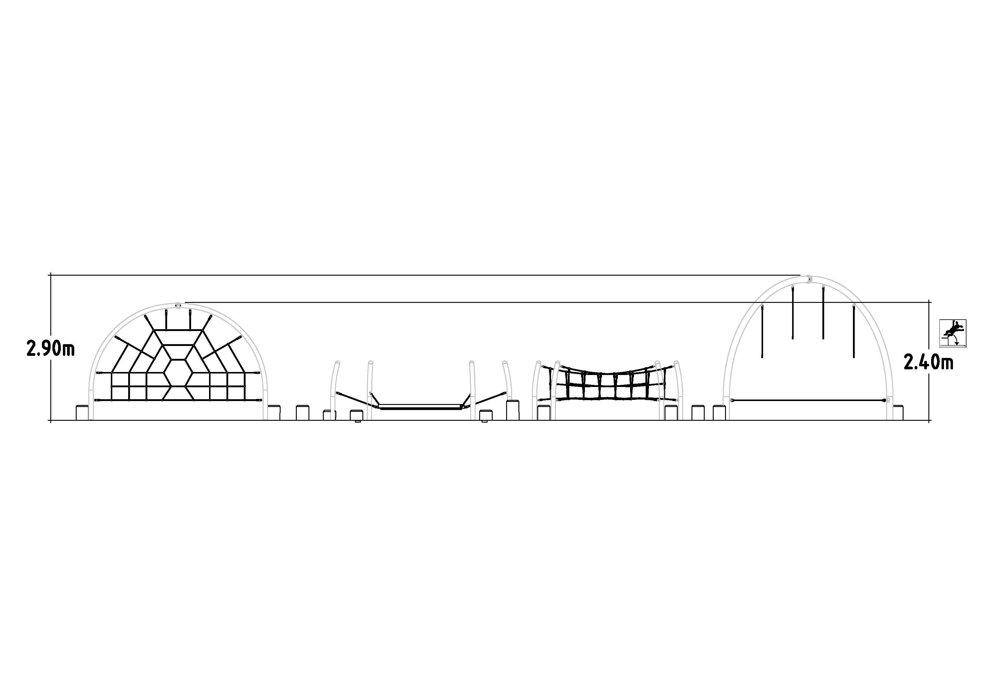 Parcours sportif pour enfants NRG Snowdonia - réf 8079915 - HAGS - Rouge - Scellement béton_1