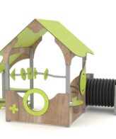 Kabana avec tunnel - Cabane de jeu pour enfants - Référence 1kac0018 - Ossature inox et habillage HPL_1
