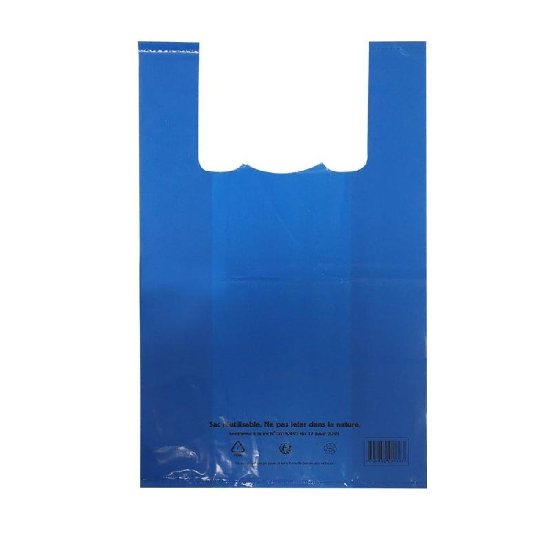 Sac plastique à bretelles bleu 50µ  26x12x45cm - par 500_1