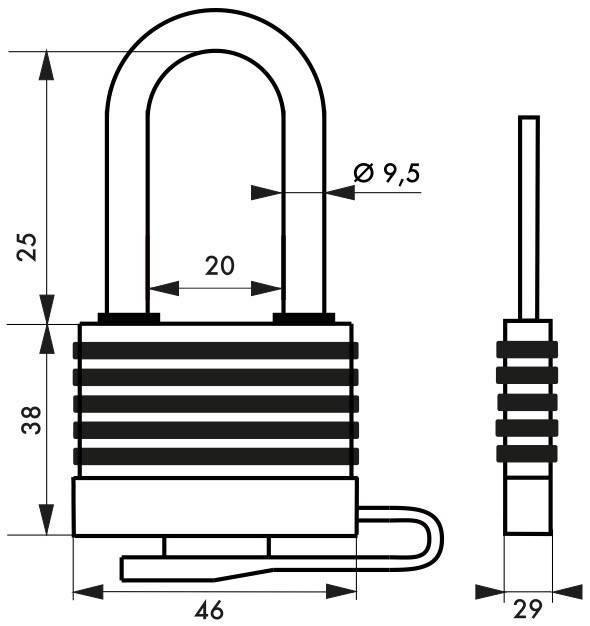 Cadenas à clé Slice à lamelles 40 mm - Anse demi-haute gainée PVC - Couleurs assorties - Marque Thirard - Réf. 00000911_1