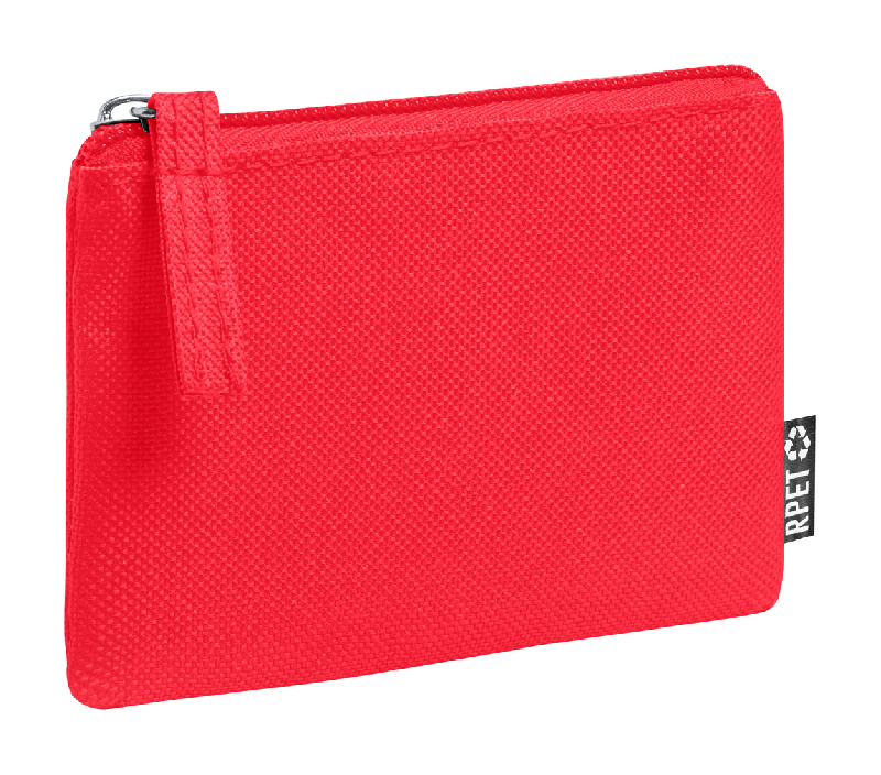 Porte-monnaie zippé en polyester 600D RPET - Labélisé RPET - Couleur rouge - 13g_1