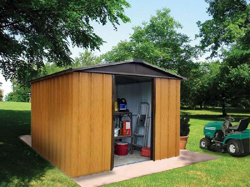 Abri métal 1013WGY - S.H.T. 12,00 m² - H. 212 cm - Marron bois - Abris de jardin_1