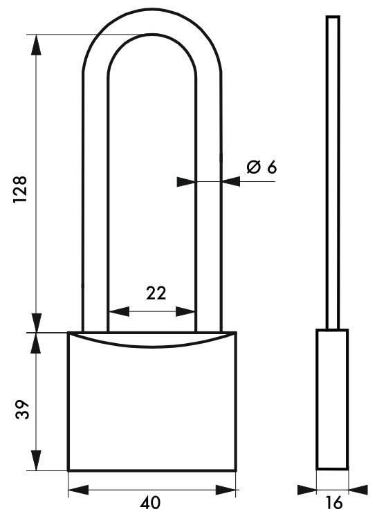 Cadenas à clé Mach 3 - 40 mm anse haute - Laiton nickelé et inoxydable - Haute sûreté - THIRARD_1