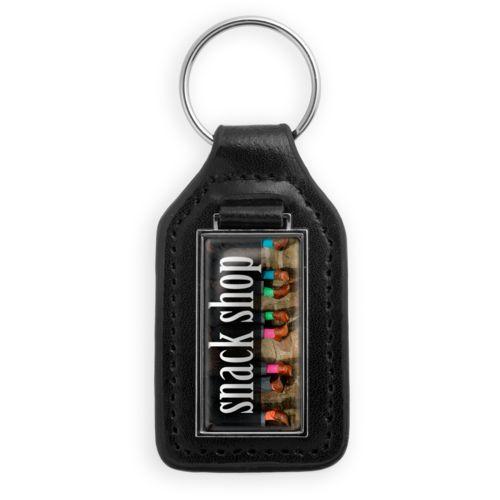 Rukc10 - Porte-clés similicuir rectangle personnalisé - noir - 70x35mm_1