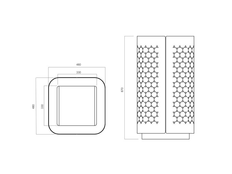 Corbeille ELes - poubelle publique design Ramos Bassols - The Italian Lab - L 480, P 480, H 870 mm_1