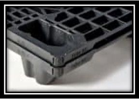 Palette légère en plastique 1200 x 1000 mm - BL 107 PG - plateau ajouré ou plein, 9 pieds emboitables_1