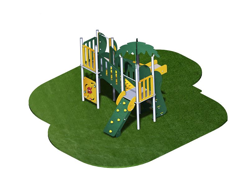 Structure de jeux 2 tours Oasis - OA21203I - Capacité 12 enfants, Toboggan, Mur d'escalade_1