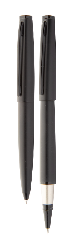 Parure stylo à bille et roller - finition mate noire - encre bleue - marque André Philippe_1