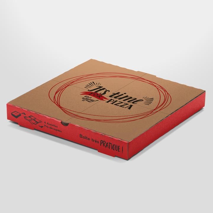 Boîte prédécoupée en carton - Double Kraft - Ø40 H3,5 - Coloris rouge - Formats 33, 34,5, 40_1