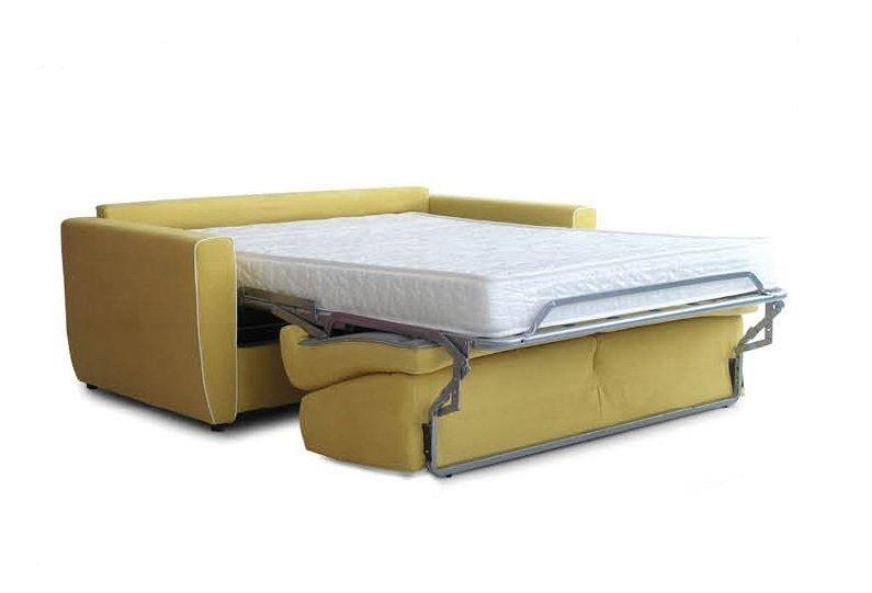 Canapé convertible express GAVINA 140 cm - Matelas 16 cm - Tissu rouge passepoil blanc - Fabrication italienne_1