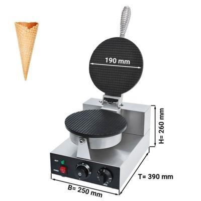 Gaufrier électrique simple en fonte - plaque pour cornets de glaces Ø 190mm_1