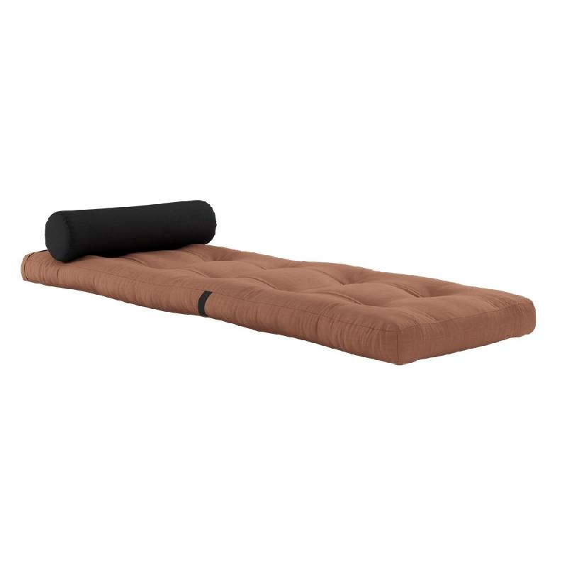 Fauteuil futon convertible WRAP - Design japonais et scandinave - Couleur brun argile - Matelas 70x200 cm_1
