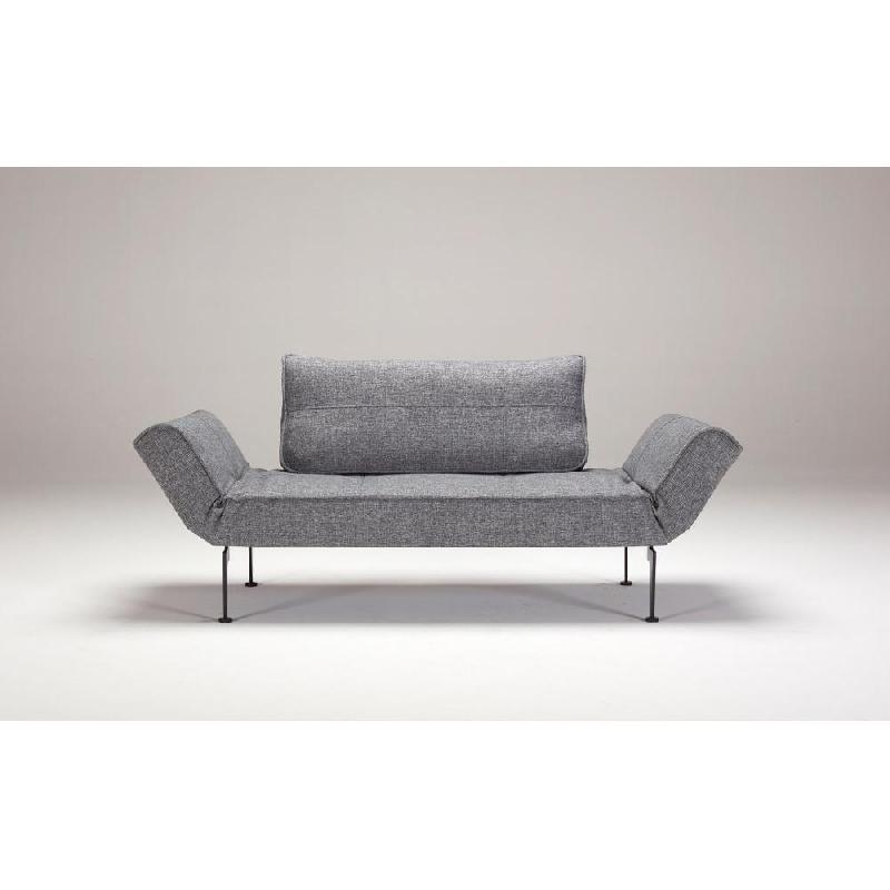 Canapé-lit design Zeal Laser convertible 200x70 cm - piétements métalliques - tissu gris Twist Granite - Innovation Living_1