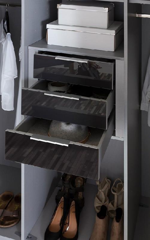 Bloc-tiroirs 3 tiroirs intérieurs - Largeur 48 cm - Façades en verre gris_1