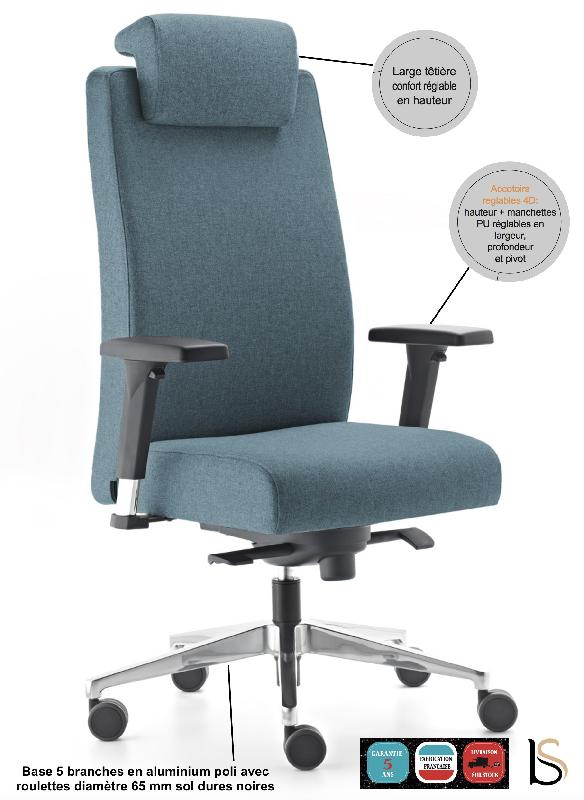 Fauteuil de direction en tissu Bost - Sokoa - Bleu, Non_1