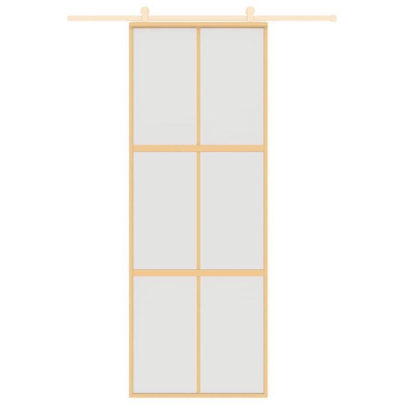 Vidaxl porte coulissante doré 76x205 cm verre esg dépoli et aluminium 155157_1