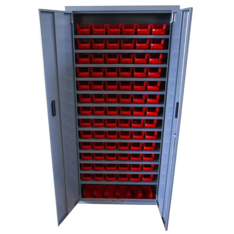 Armoire à bacs avec portes - Rouge / 84 x 1L_1