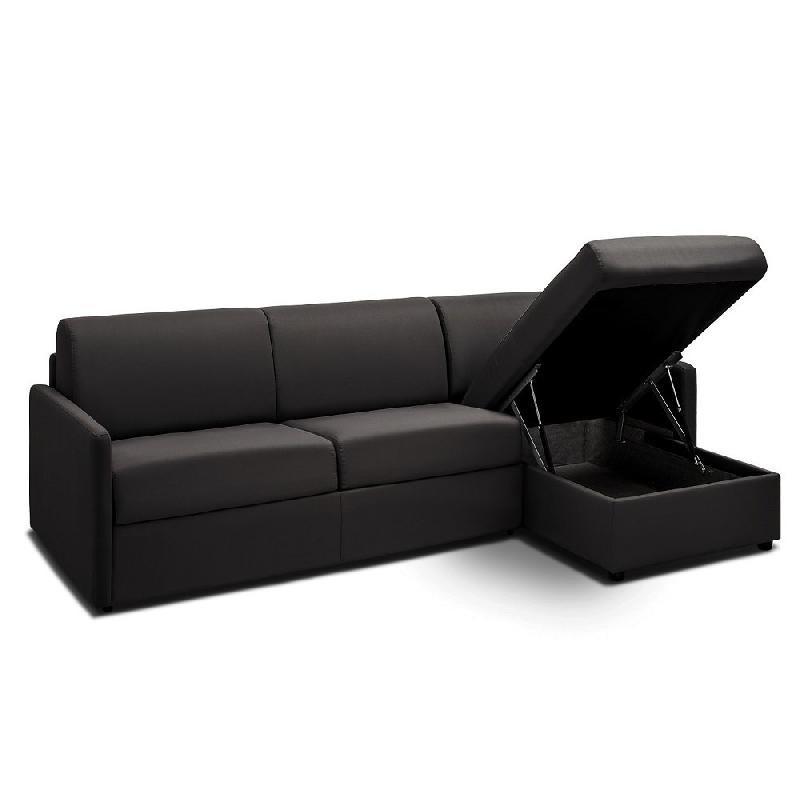 Canapé d'angle convertible express Paradiso gris graphite - Couchage 140 cm - Matelas Excellence Literie 14 cm_1