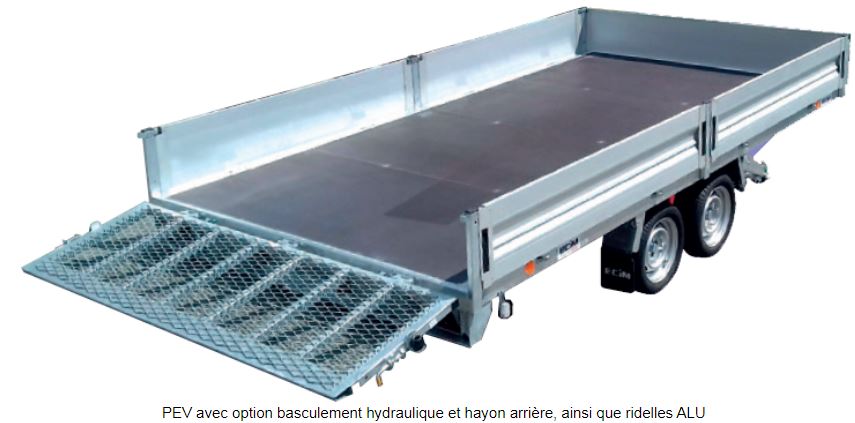 Remorque à 2 essieux freinés, PTC 2500 kg pour espaces verts 4m - ECIM - PEV 425 V_1