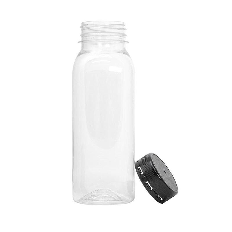 Bouteille PET transparent + bouchon plastique noir 250ml 5,2x14,5cm - par 231_1
