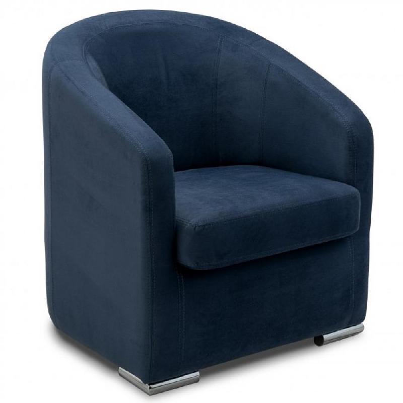 Fauteuil fixe FOLIO - Velours bleu, coutures apparentes, fabrication 100% italienne_1