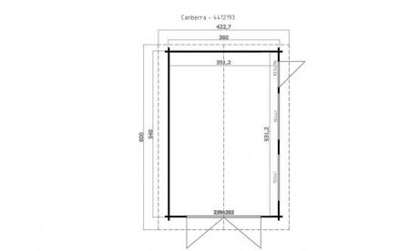 Garage simple bois canberra / 25.37 m² / toit plat / porte battante / 4.22 x 6 x 2.34 m_1