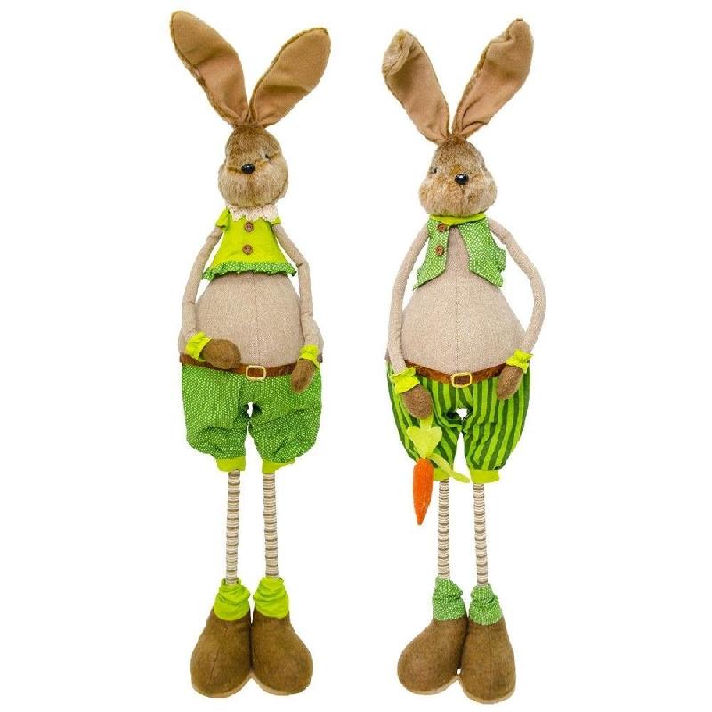 Lapin peluche costume vert rayures/pois 2 modèles possibles L22xP21xH100 cm_1