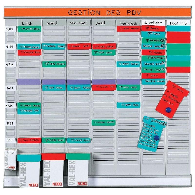 Planning semainier - 48x48 cm - Kit pour organisation hebdomadaire avec fiches T - gris_1