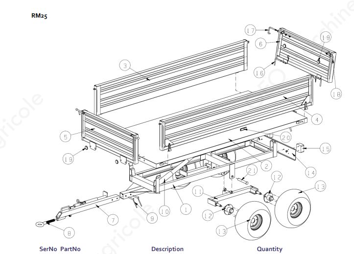 Rm 25 benne agricole rimorchio - geo - poids 320 kg_1