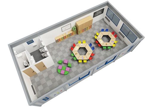 Bâtiment modulaire pour école maternelle avec lumière naturelle