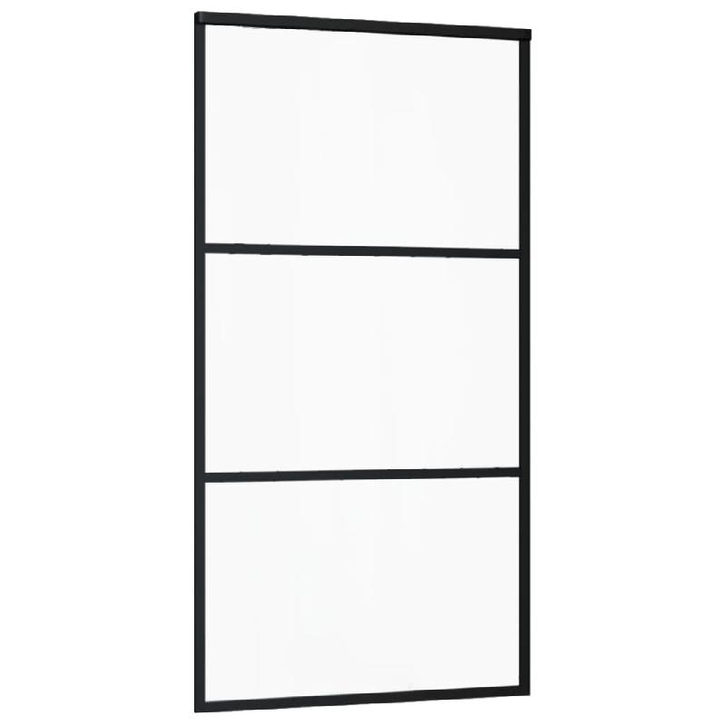 Vidaxl porte coulissante verre esg et aluminium 102x205 cm noir 151010_1